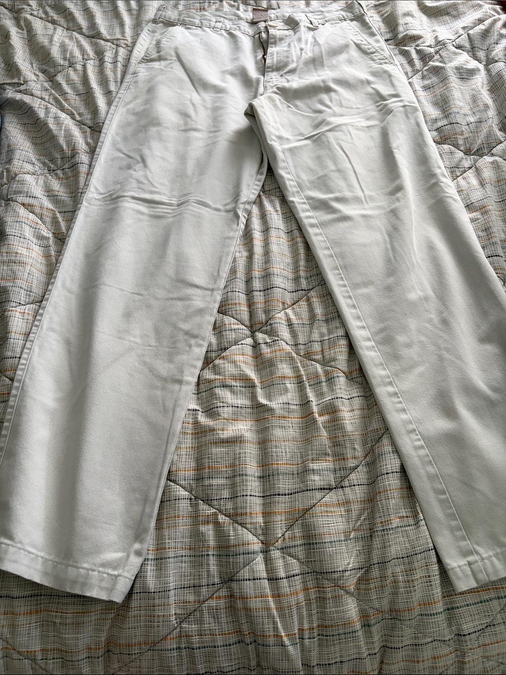George Men's Cream Straight-Leg Pants